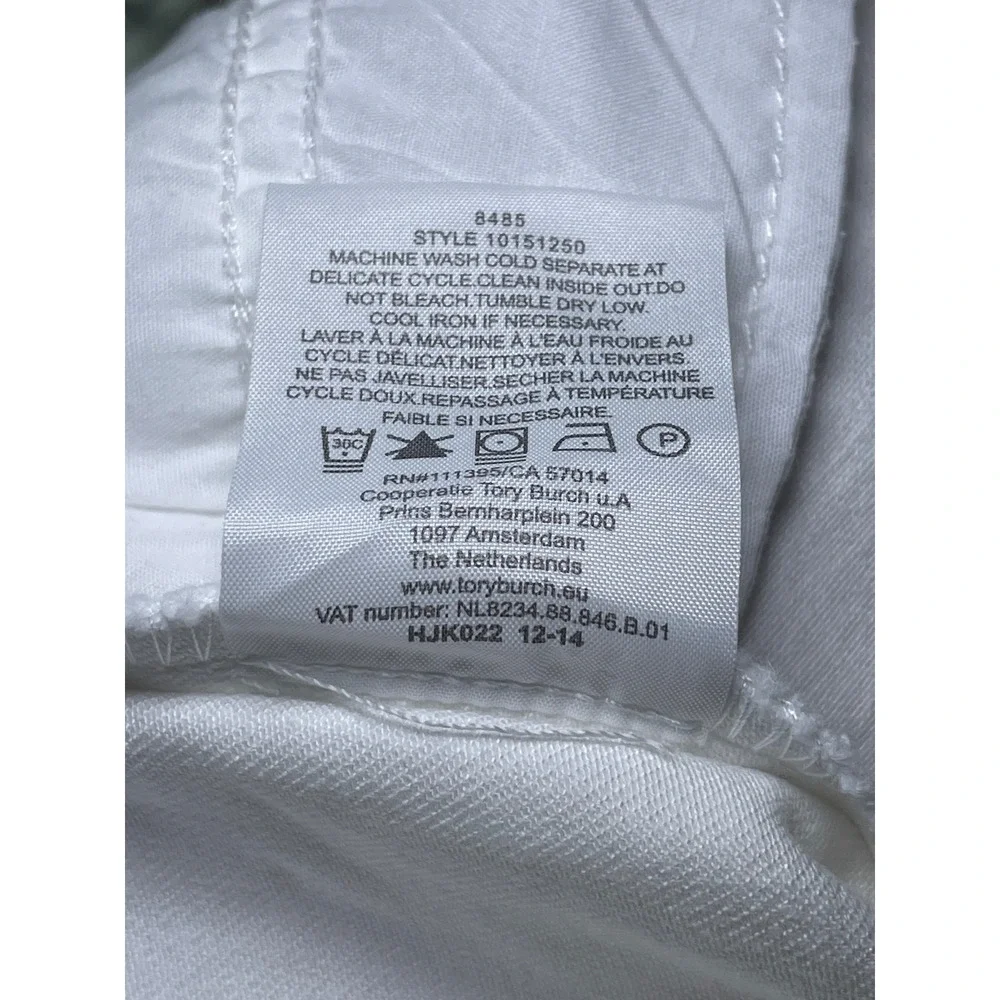 White Cropped Slim Jeans Women's 28 Tory Burch Designer Stretch Denim Preppy